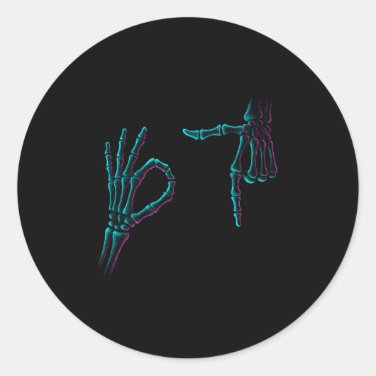 67 Meme Skeleton Hand 6 7 Halloween Six Seven Funn Ronde Sticker (Voorkant)