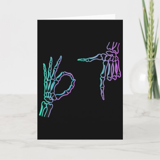 67 Meme Skeleton Hand 6 7 Halloween Six Seven  Kaart (Voorkant)