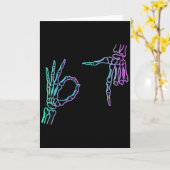 67 Meme Skeleton Hand 6 7 Halloween Six Seven  Kaart (Gele Bloem)
