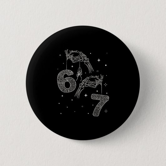 67 Meme Skeleton Hand Funny Halloween Six Seven Te Ronde Button 5,7 Cm (Voorkant)