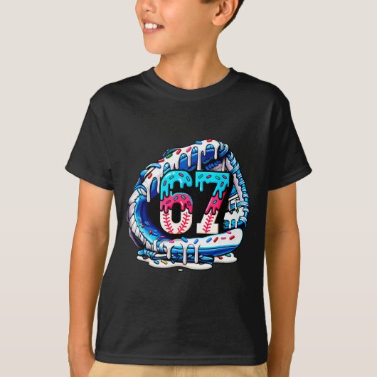 67 Meme Slang Honkbalhandschoen Drip Ijs Six Se T-shirt (Voorkant)