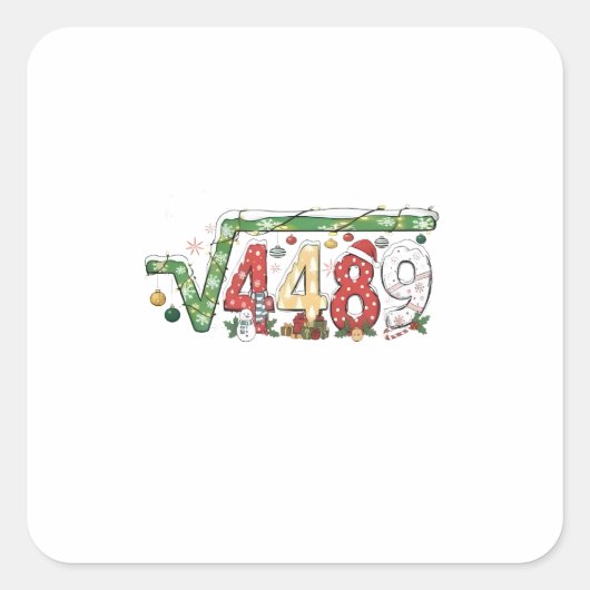 67 Meme Square Root 4489 Six Seven Math Christmas Vierkante Sticker (Voorkant)