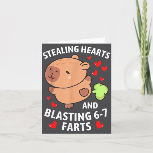 67 Meme Stealing Hearts Valentine's Day Capybara K Kaart (Voorkant)