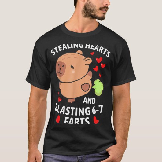 67 Meme Stealing Hearts Valentine's Day Capybara K T-shirt (Voorkant)