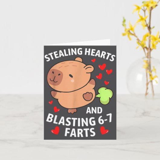 67 Meme Steel Hartjes Valentijnsdag Capybara K Kaart (Gele Bloem)
