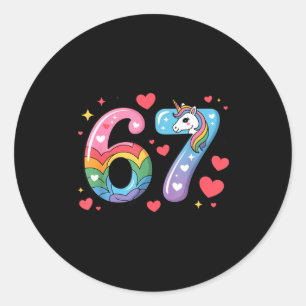 67 Meme T-shirt Nummer Grappig Zes Zeven 6 7 Ronde Sticker