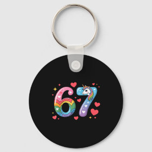 67 Meme T-shirt Nummer Grappig Zes Zeven 6 7 Sleutelhanger