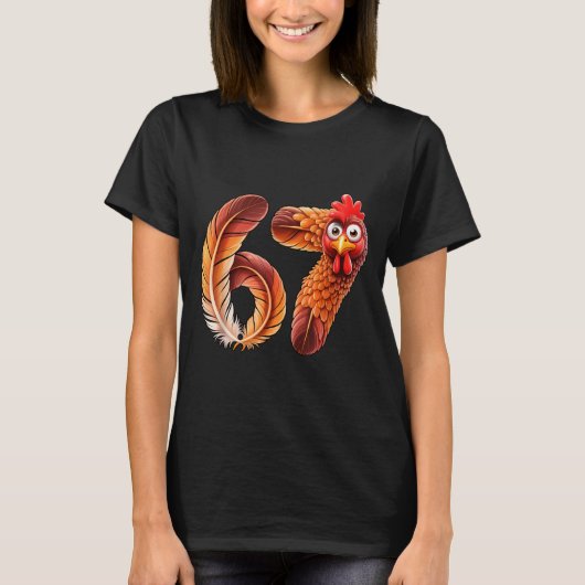 67 Meme Thanksgiving Turkey Day Funny Holiday Six  T-shirt (Voorkant)