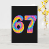 67 Meme Tie Dye Retro Zes Zeven  Kaart (Gele Bloem)