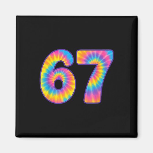 67 Meme Tie Dye Retro Zes Zeven Magneet (Voorkant)