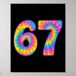 67 Meme Tie Dye Retro Zes Zeven Poster