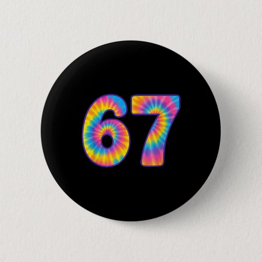 67 Meme Tie Dye Retro Zes Zeven  Ronde Button 5,7 Cm (Voorkant)