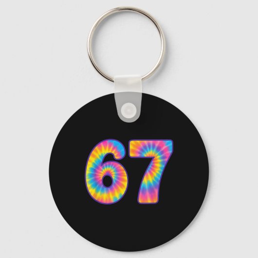 67 Meme Tie Dye Retro Zes Zeven Sleutelhanger (Voorkant)