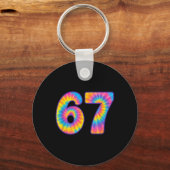 67 Meme Tie Dye Retro Zes Zeven Sleutelhanger (Voorkant)