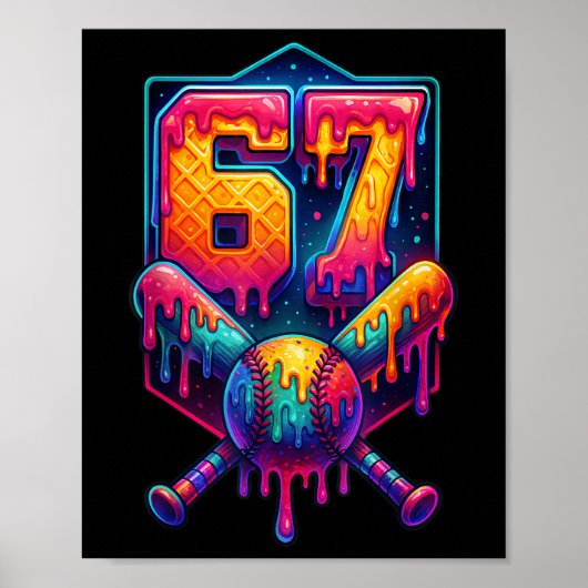 67 Meme Trendy Honkbal Grappig Nummer 67 Speler Ze Poster (Voorkant)