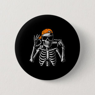 67 Meme Trendy Skelet Halloween Grappig Zes Zeven Ronde Button 5,7 Cm