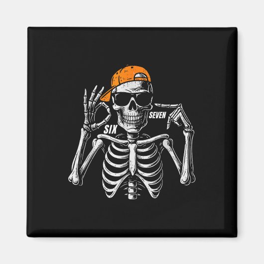 67 Meme Trendy Skeleton Halloween Funny Six Seven Magneet (Voorkant)