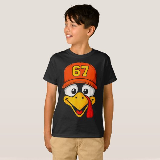 67 Meme Turkey Face Six Seven Thanksgiving 6 7 Men T-shirt (Voorkant volledig)