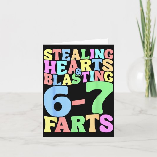 67 Meme Valentine's Day Six Seven 6-7 Funny Steali Kaart (Voorkant)