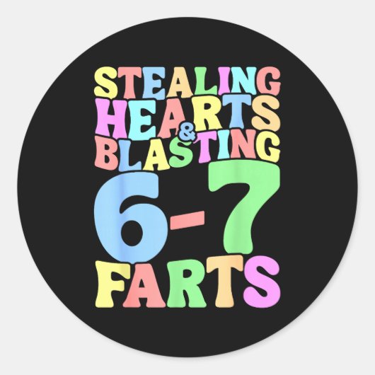 67 Meme Valentine's Day Six Seven 6-7 Funny Steali Ronde Sticker (Voorkant)