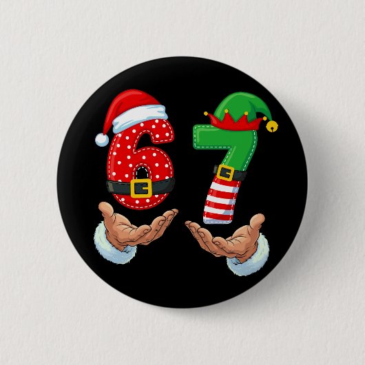 67 Meme van Kerstmannetje's handen Ronde Button 5,7 Cm (Voorkant)