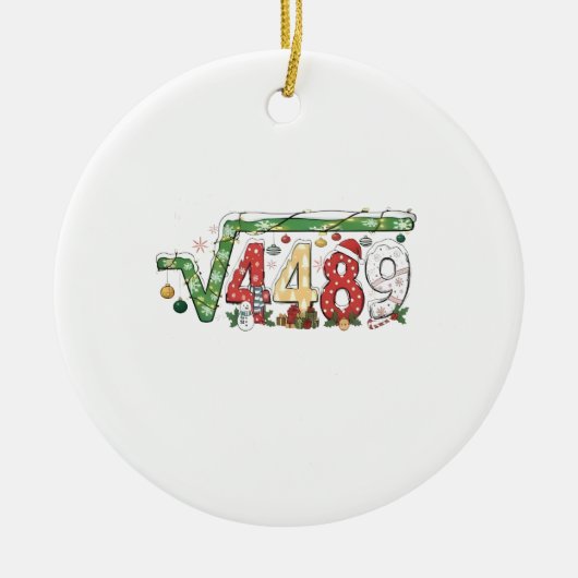 67 Meme Vierkantswortel 4489 Zes Zeven Wiskunde Ke Keramisch Ornament (Voorkant)