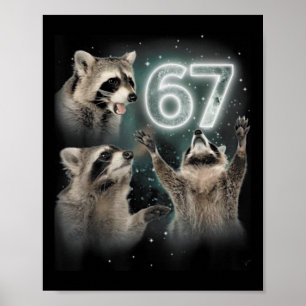 67 Meme Wasbeer Huilt naar de Maan 67 6 7 Hallowee Poster