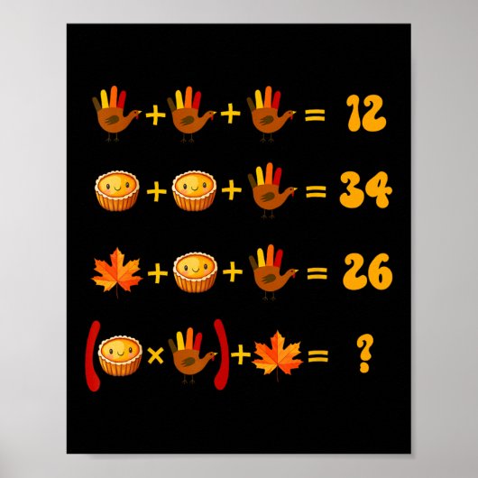 67 Meme Wiskunde Thanksgiving Logische Puzzel Poster (Voorkant)