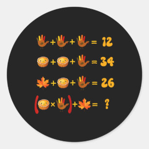 67 Meme Wiskunde Thanksgiving Logische Puzzel Ronde Sticker