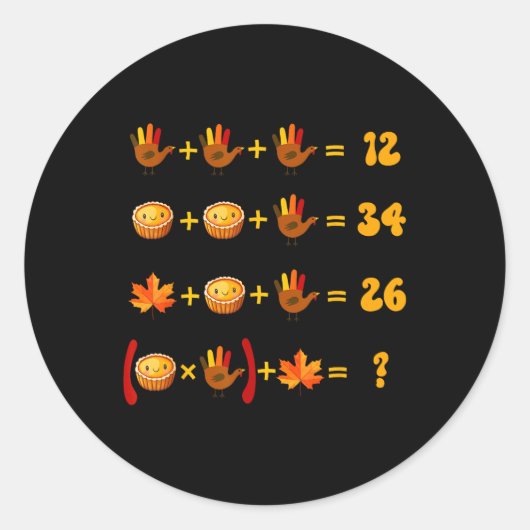 67 Meme Wiskunde Thanksgiving Logische Puzzel  Ronde Sticker (Voorkant)