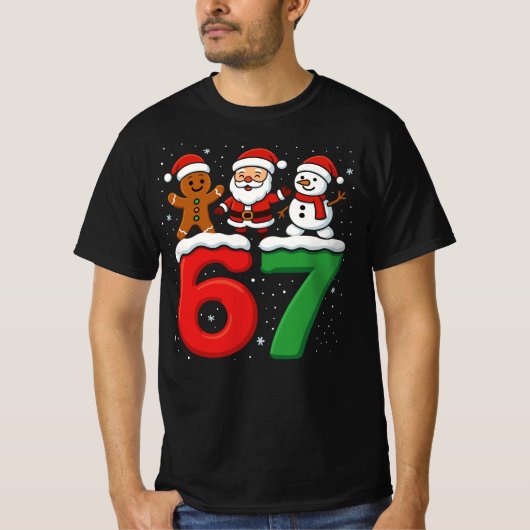67 Meme Xmas Six Seven Santa Snowman Christmas T-shirt (Voorkant)