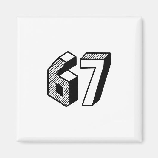67 Meme Zes Zeven 6-7 Grappige Internetgrap Grappi Magneet (Voorkant)