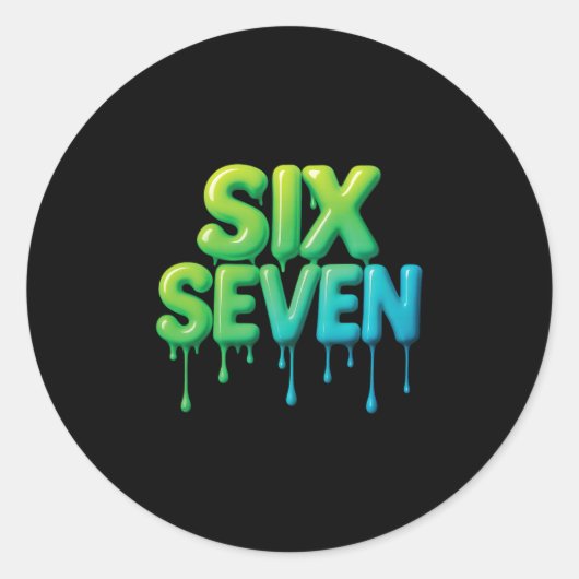 67 Meme Zes Zeven 6-7 Grappige Internetgrap Grappi Ronde Sticker (Voorkant)