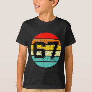 67 Meme Zes Zeven 6 7 Meme Grappig Nummer Retro T-shirt