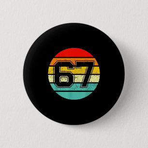 67 Meme Zes Zeven 6 7 Meme Grappig Nummer Vintage Ronde Button 5,7 Cm