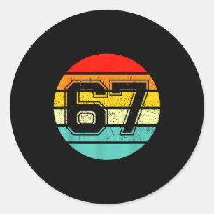 67 Meme Zes Zeven 6 7 Meme Grappig Nummer Vintage Ronde Sticker