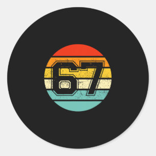 67 Meme Zes Zeven 6 7 Meme Grappig Nummer Vintage Ronde Sticker