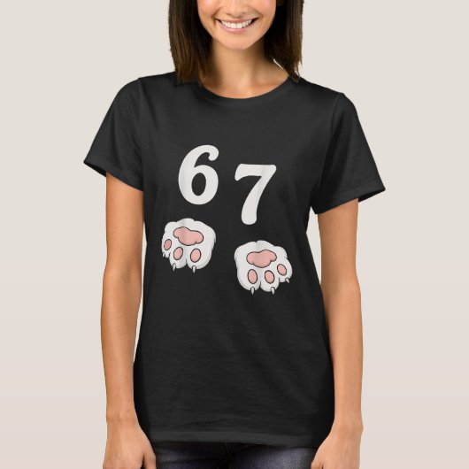 67 Meme Zes Zeven 6 7 Shirt Meme Grappige Kat 67 (Voorkant)
