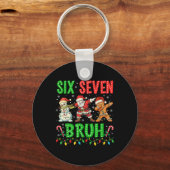 67 Meme Zes Zeven Bruh Dabbing Kerstman 6 7 Grappi Sleutelhanger (Voorkant)