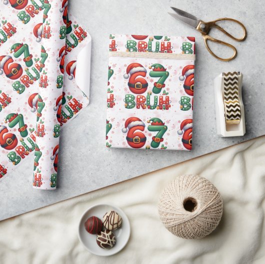 67 Meme Zes Zeven Bruh Grappig Kerstmis 6 7 Cadeaupapier (Crafts)