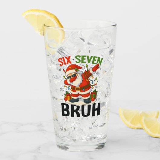 67 Meme Zes Zeven Bruh Grappig Kerstmis 6 7 Glas (Voorkant ijs)