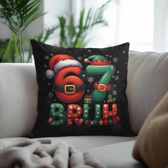 67 Meme Zes Zeven Bruh Grappig Kerstmis 6 7 Kussen (Creator heeft geüpload)