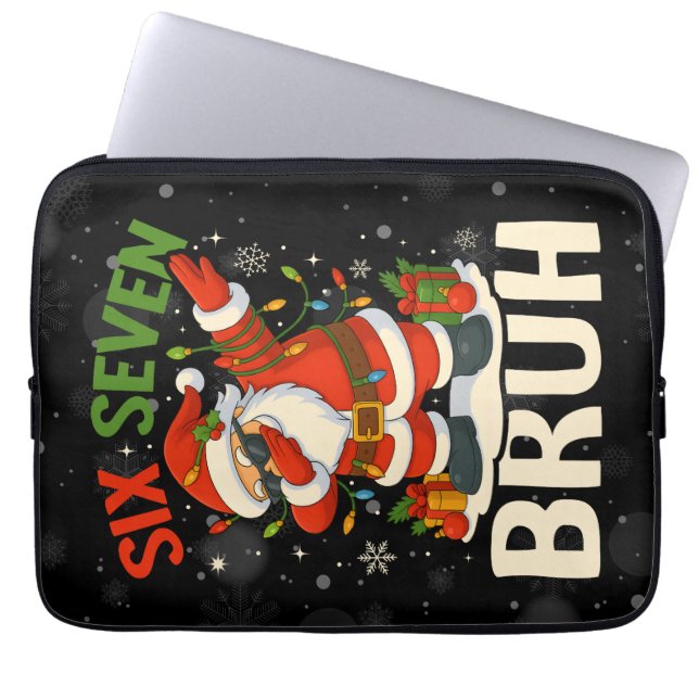 67 Meme Zes Zeven Bruh Grappig Kerstmis 6 7 Laptop Sleeve (Voorkant)