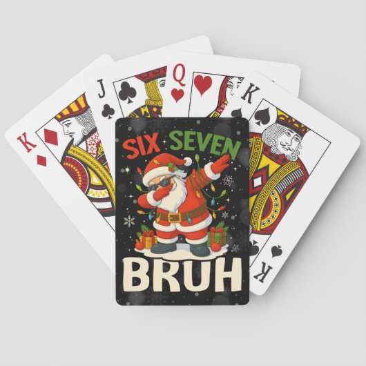 67 Meme Zes Zeven Bruh Grappig Kerstmis 6 7 Pokerkaarten (Achterkant)