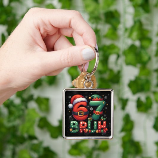 67 Meme Zes Zeven Bruh Grappig Kerstmis 6 7 Sleutelhanger (Hand)