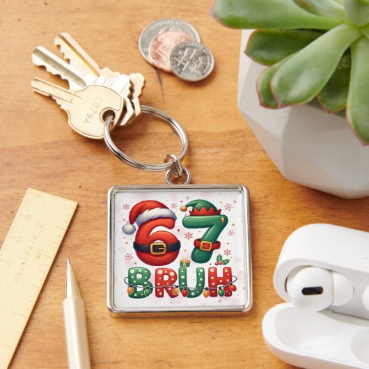 67 Meme Zes Zeven Bruh Grappig Kerstmis 6 7 Sleutelhanger (Bureau)