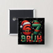 67 Meme Zes Zeven Bruh Grappig Kerstmis 6 7 Vierkante Button 5,1 Cm (Voorkant /achterkant)