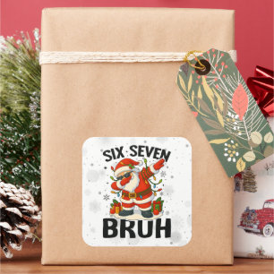 67 Meme Zes Zeven Bruh Grappig Kerstmis 6 7 Vierkante Sticker