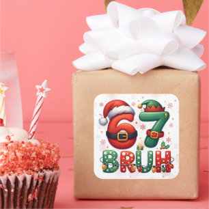 67 Meme Zes Zeven Bruh Grappig Kerstmis 6 7 Vierkante Sticker