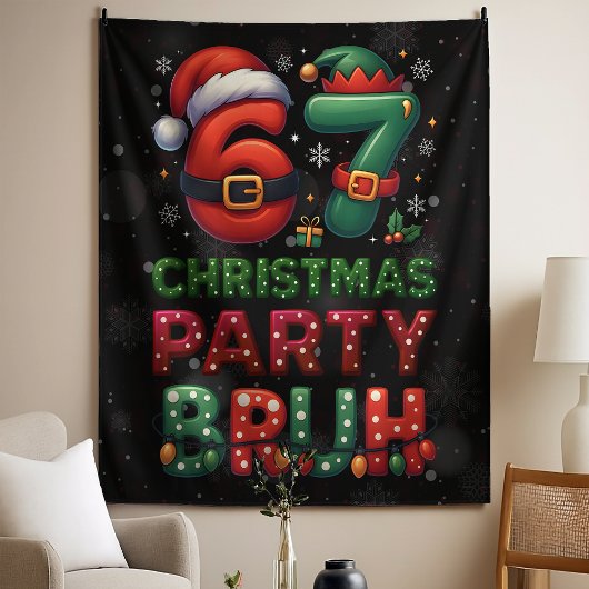67 Meme Zes Zeven Bruh Grappig Kerstmis 6 7 Wandkleed